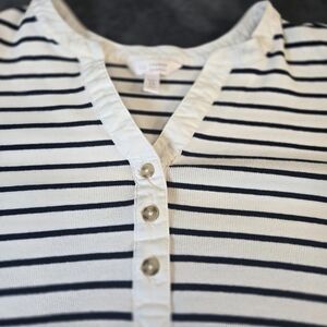 Nautical striped 3x fitted v neck button top 3/4 sleeves by Lauren Conrad